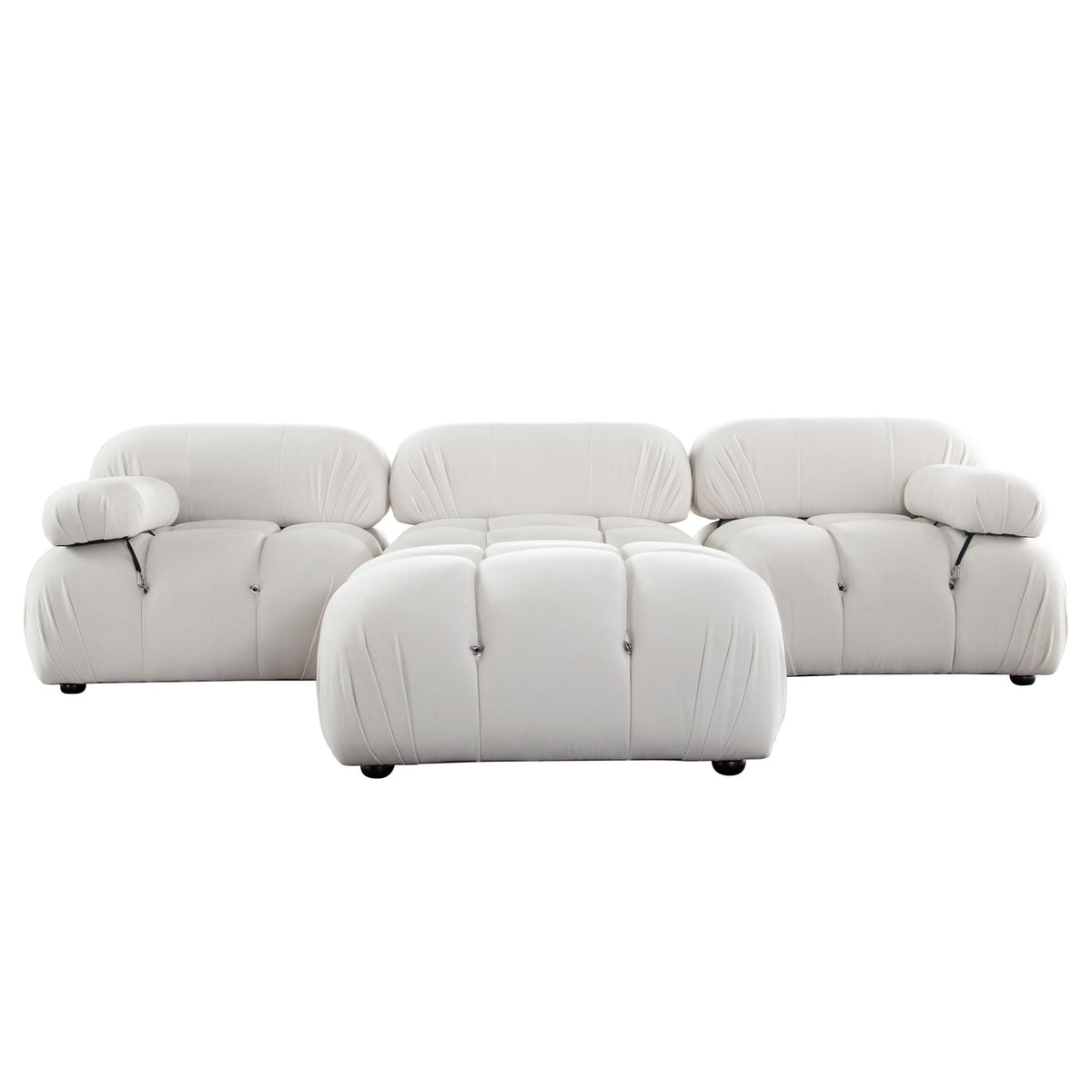 Paloma 4-Piece Light Cream Velvet Modular Sectional by Diamond Sofa at Eve Furniture