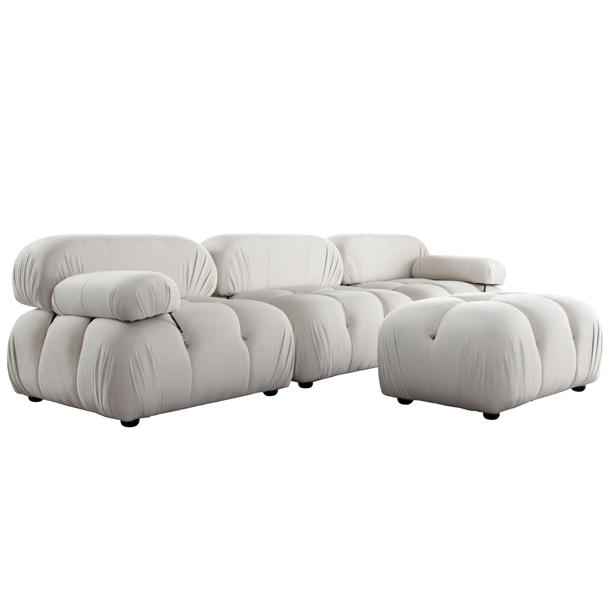 Paloma 4-Piece Light Cream Velvet Modular Sectional by Diamond Sofa at Eve Furniture