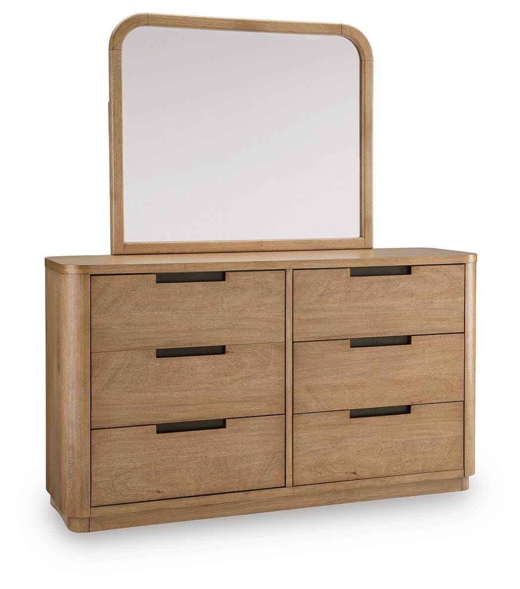Pamaria Light Brown Dresser and Mirror by Ashley at Eve Furniture