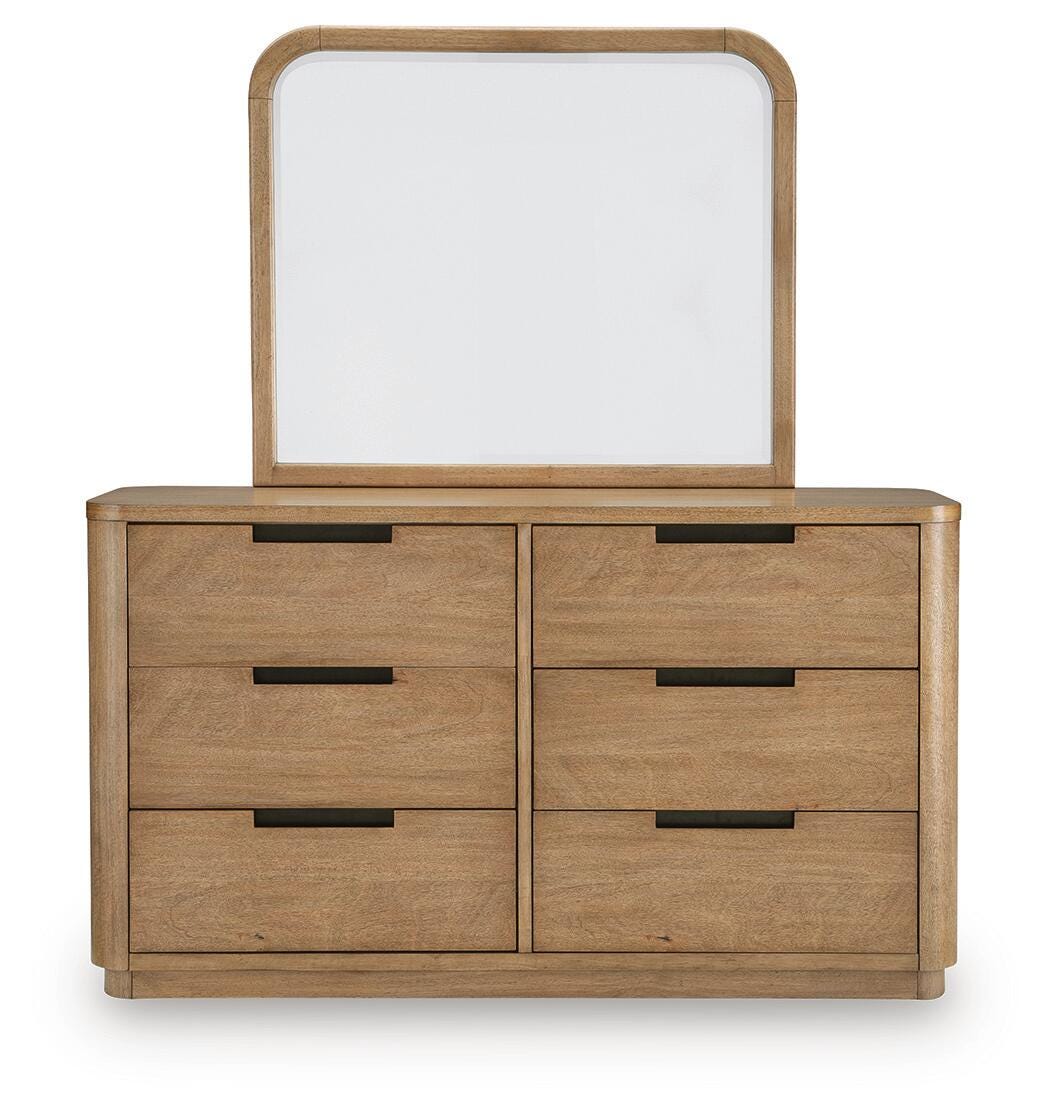 Pamaria Light Brown Dresser and Mirror by Ashley at Eve Furniture