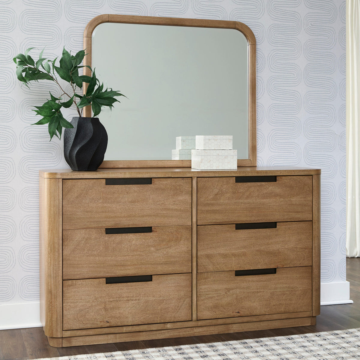 Pamaria Light Brown Dresser and Mirror by Ashley at Eve Furniture