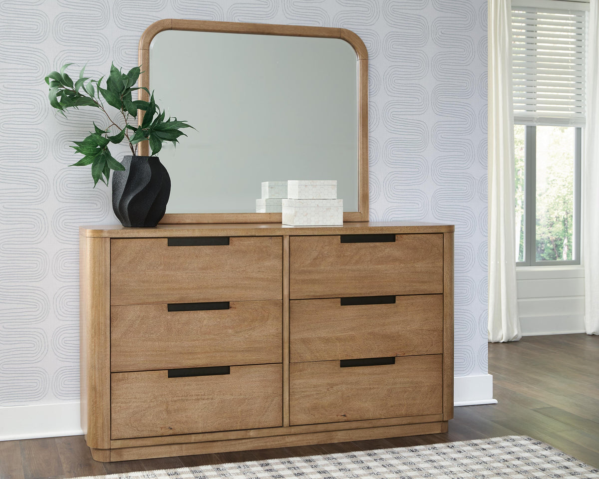 Pamaria Light Brown Dresser and Mirror by Ashley at Eve Furniture