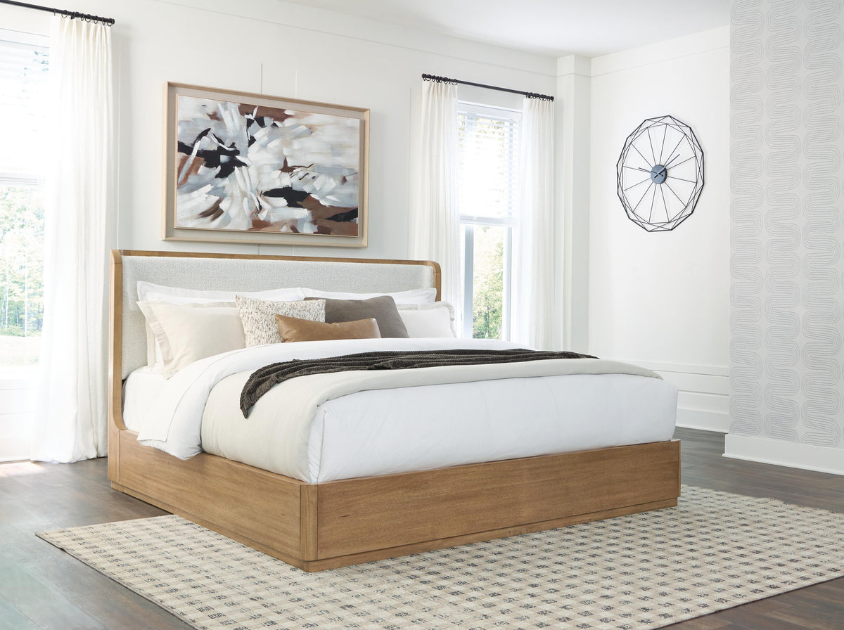Pamaria Light Brown King Upholstered Bed by Ashley at Eve Furniture