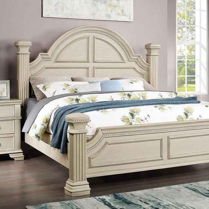 Pamphilos Antique White 4-Piece Queen Bedroom Set by Furniture of America at Eve Furniture