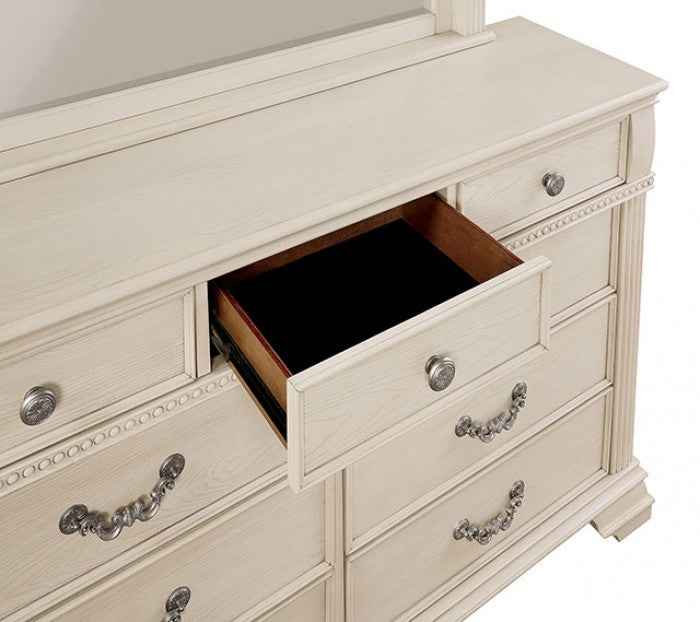 Pamphilos Antique White 4-Piece Queen Bedroom Set by Furniture of America at Eve Furniture