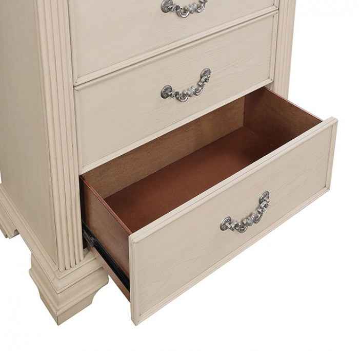 Pamphilos Antique White 4-Piece Queen Bedroom Set by Furniture of America at Eve Furniture