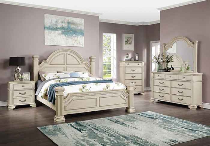 Pamphilos Antique White 4-Piece Queen Bedroom Set by Furniture of America at Eve Furniture