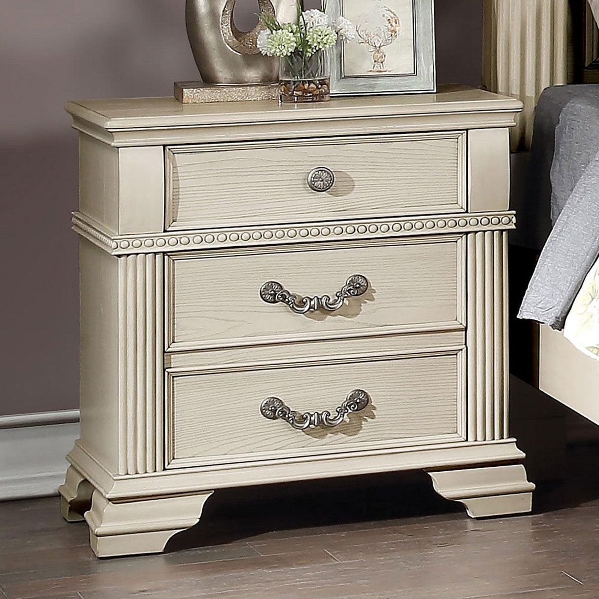 Pamphilos Antique White Night Stand by Furniture of America at Eve Furniture