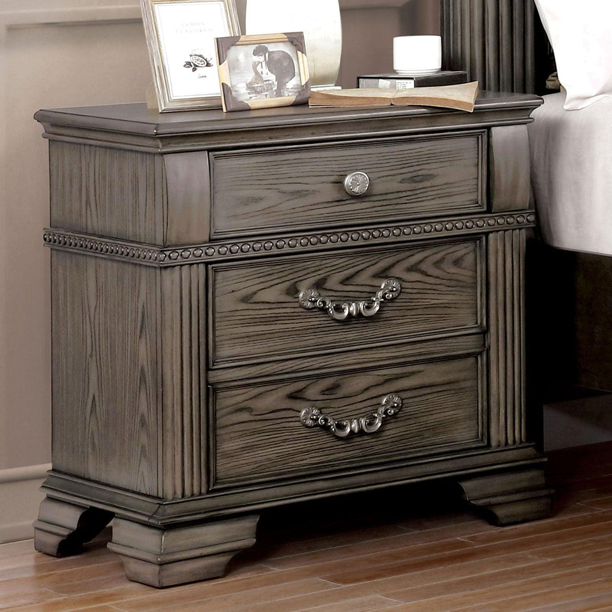 Pamphilos Gray Night Stand by Furniture of America at Eve Furniture