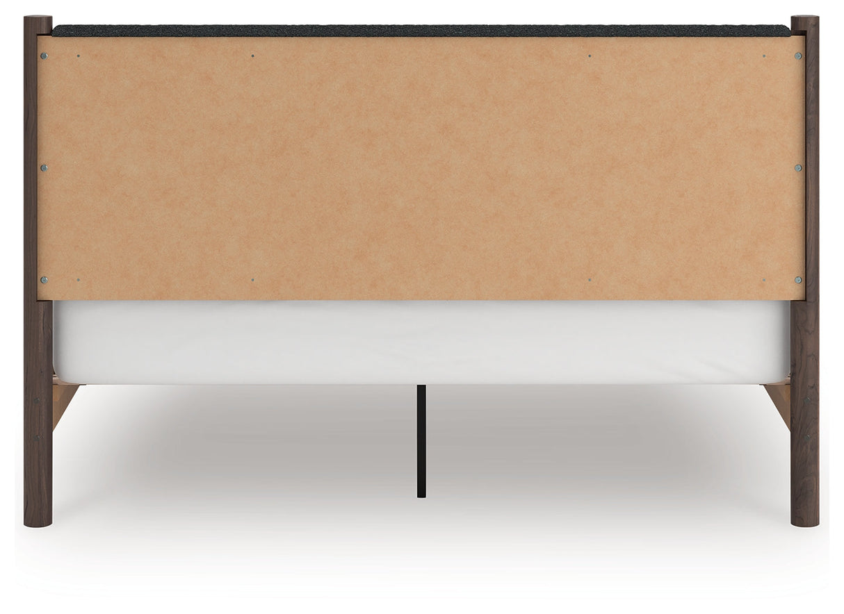 Pamytta Brown King Upholstered Panel Platform Bed by Ashley at Eve Furniture