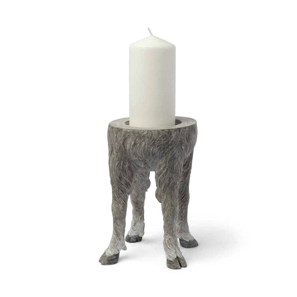 Pan Large Gray Ceramic Hoofed Table Candle Holder by Mercana at Eve Furniture