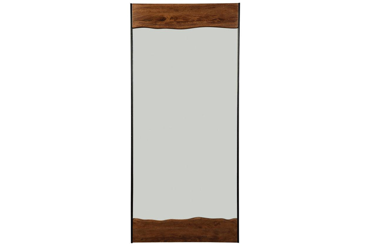 Panchali Brown/Black Floor Mirror by Ashley at Eve Furniture