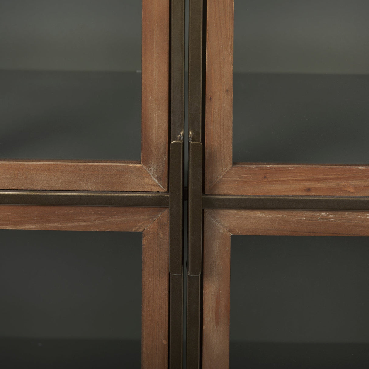 Pandora Dark Brass Metal W/Red Wood 2 Door Accent Cabinet by Mercana at Eve Furniture