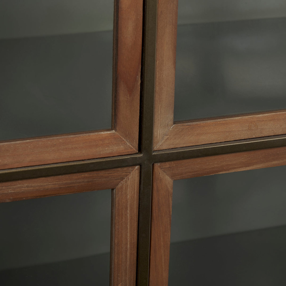 Pandora Dark Brass Metal W/Red Wood 2 Door Accent Cabinet by Mercana at Eve Furniture