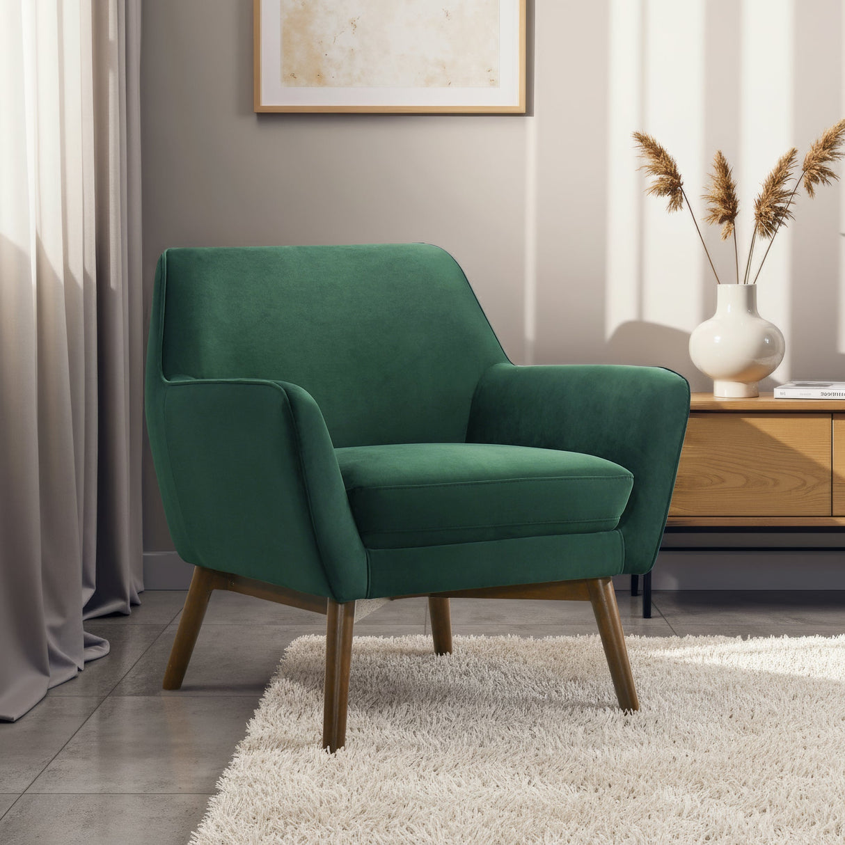 Panom Forest Green Velvet Lounge Chair by Ashcroft Furniture at Eve Furniture