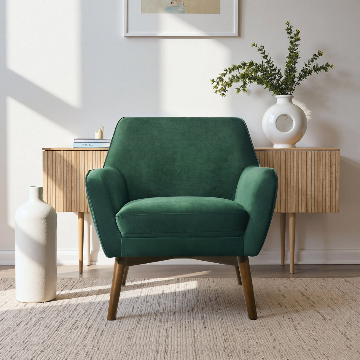 Panom Forest Green Velvet Lounge Chair by Ashcroft Furniture at Eve Furniture