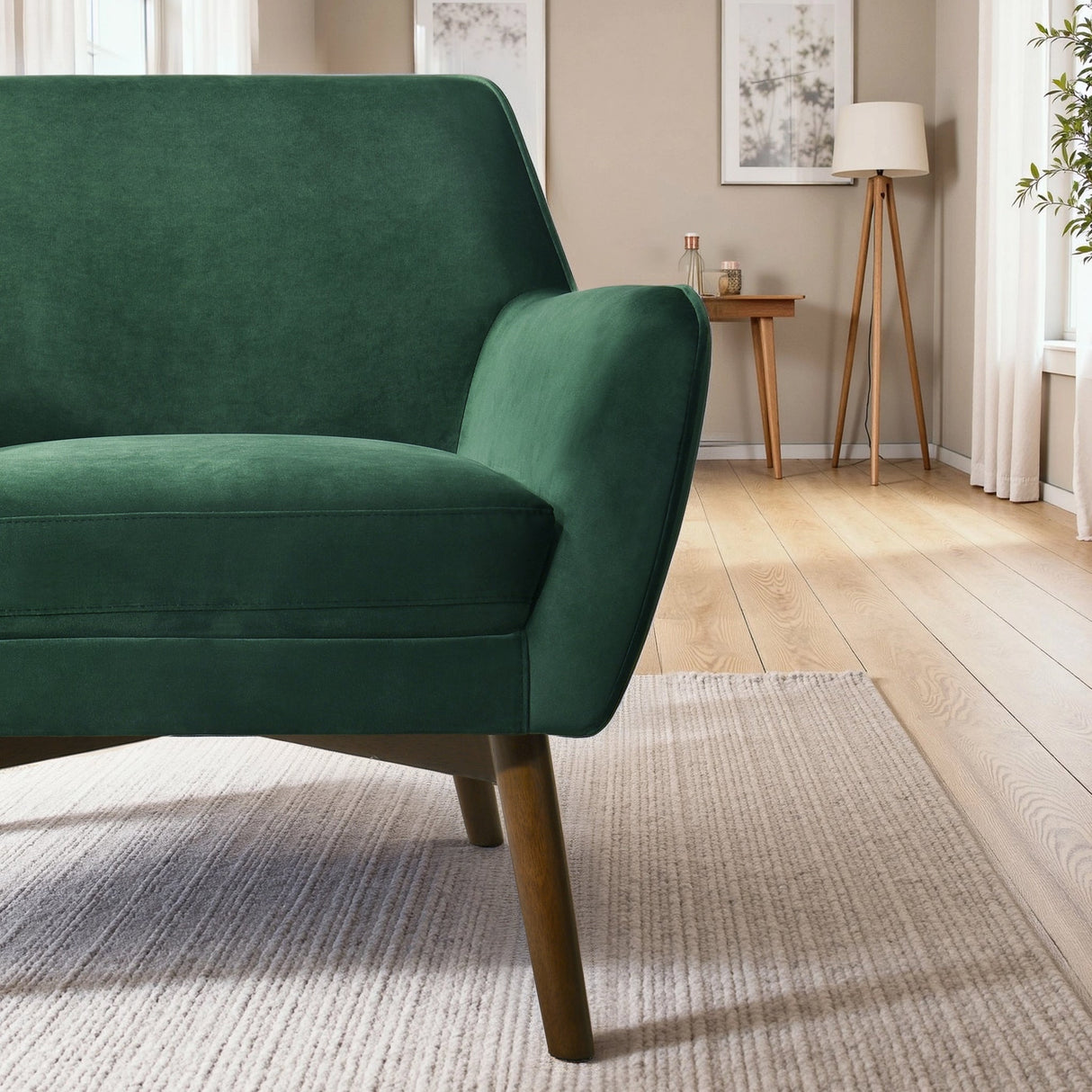 Panom Forest Green Velvet Lounge Chair by Ashcroft Furniture at Eve Furniture