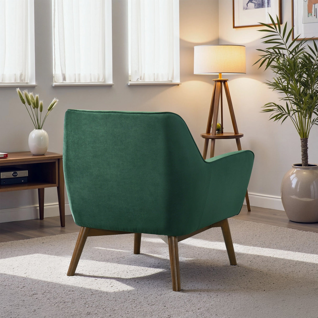 Panom Forest Green Velvet Lounge Chair by Ashcroft Furniture at Eve Furniture