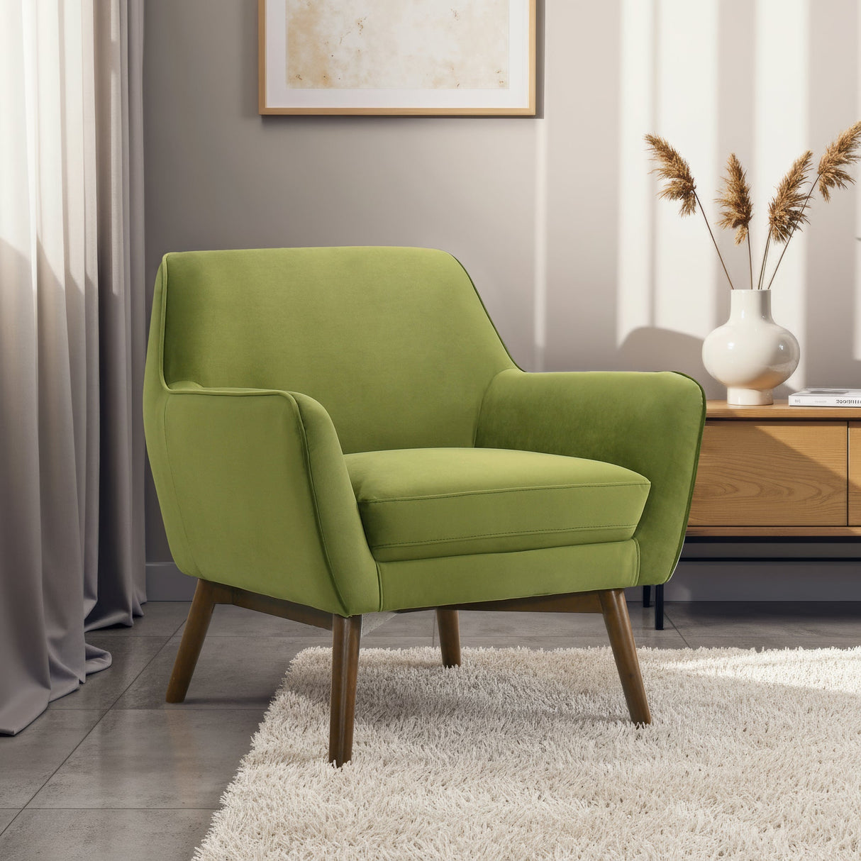 Panom Pistacho Green Velvet Lounge Chair by Ashcroft Furniture at Eve Furniture
