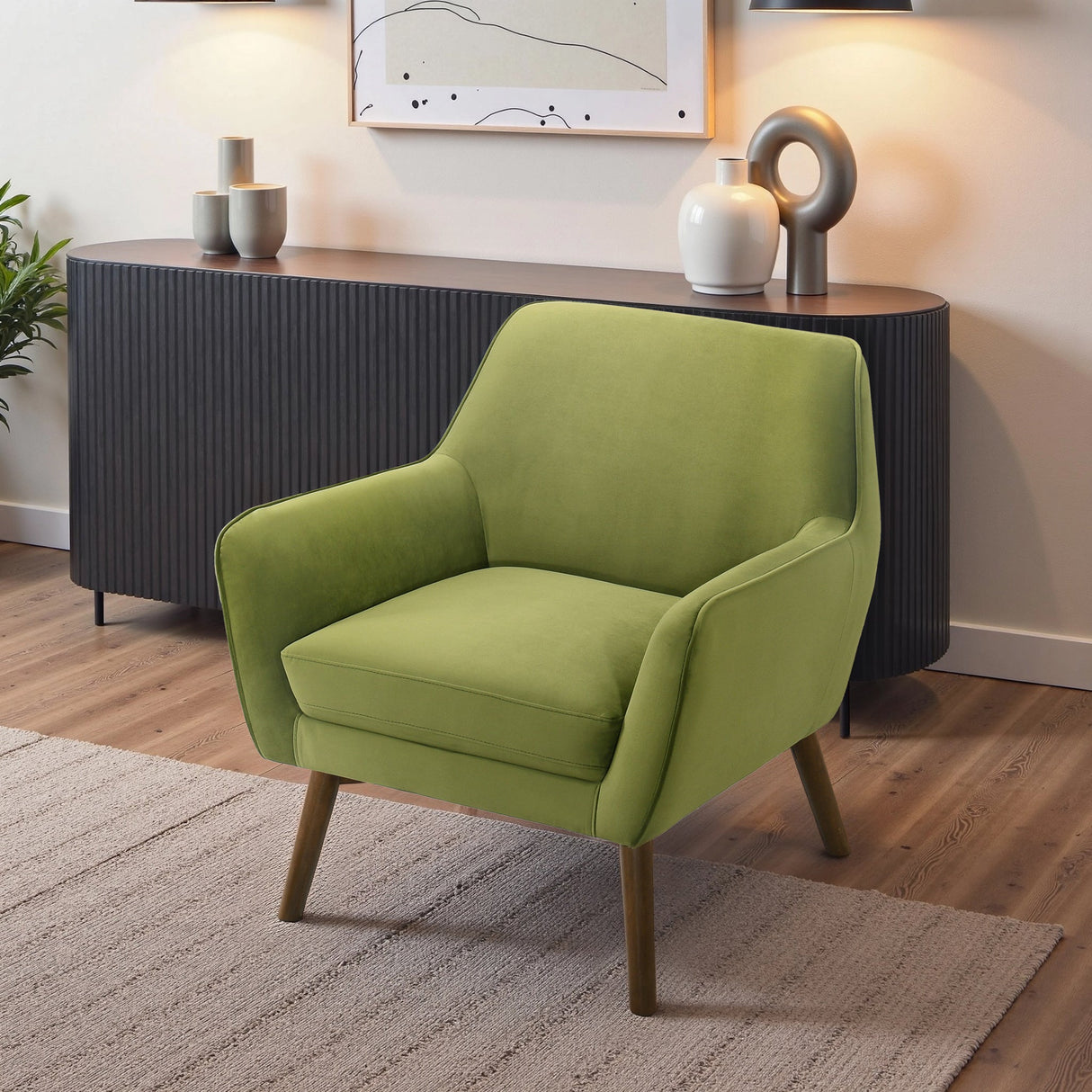 Panom Pistacho Green Velvet Lounge Chair by Ashcroft Furniture at Eve Furniture