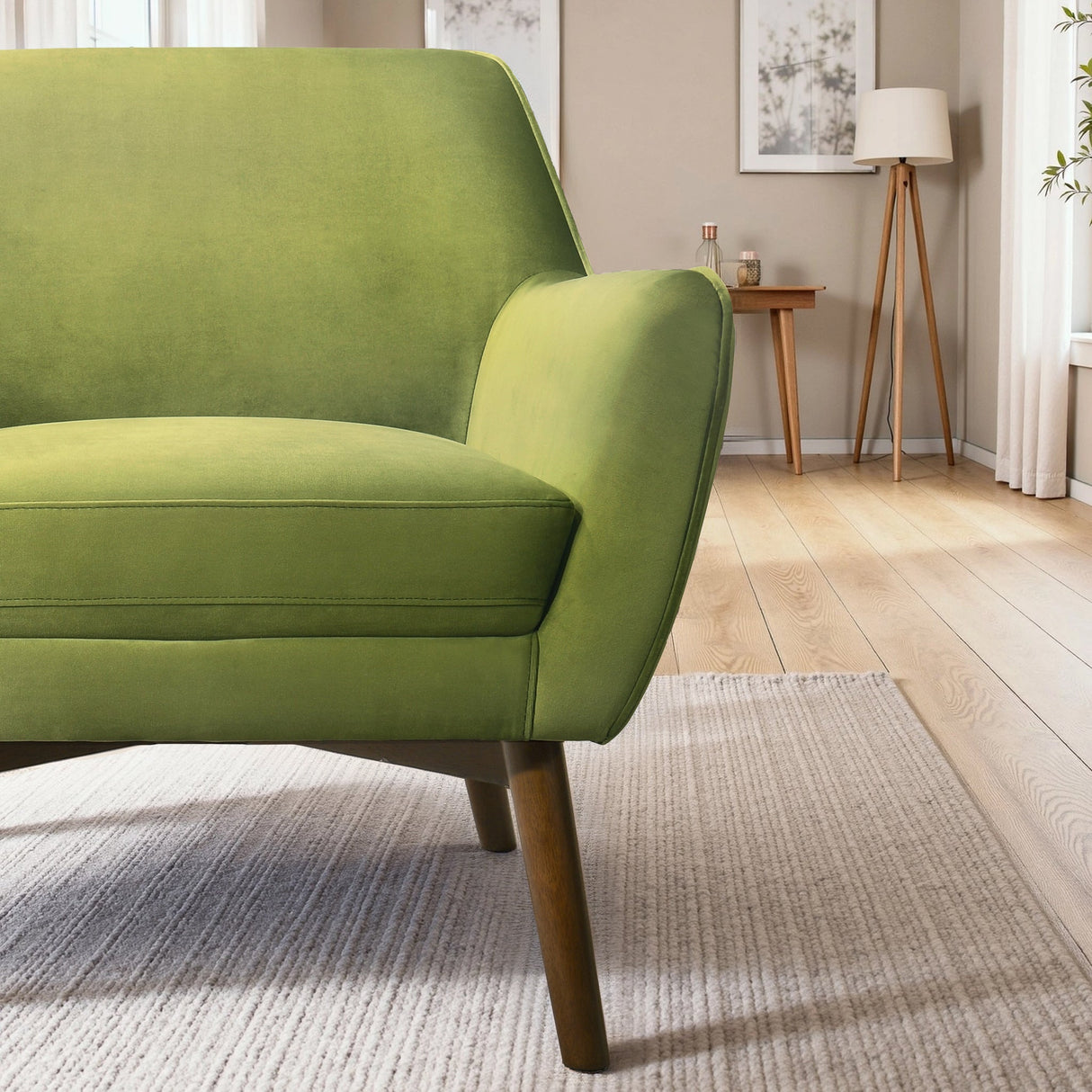 Panom Pistacho Green Velvet Lounge Chair by Ashcroft Furniture at Eve Furniture