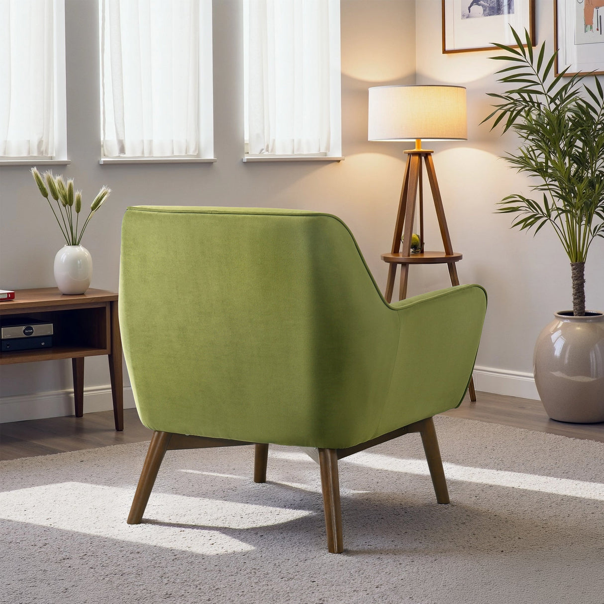 Panom Pistacho Green Velvet Lounge Chair by Ashcroft Furniture at Eve Furniture