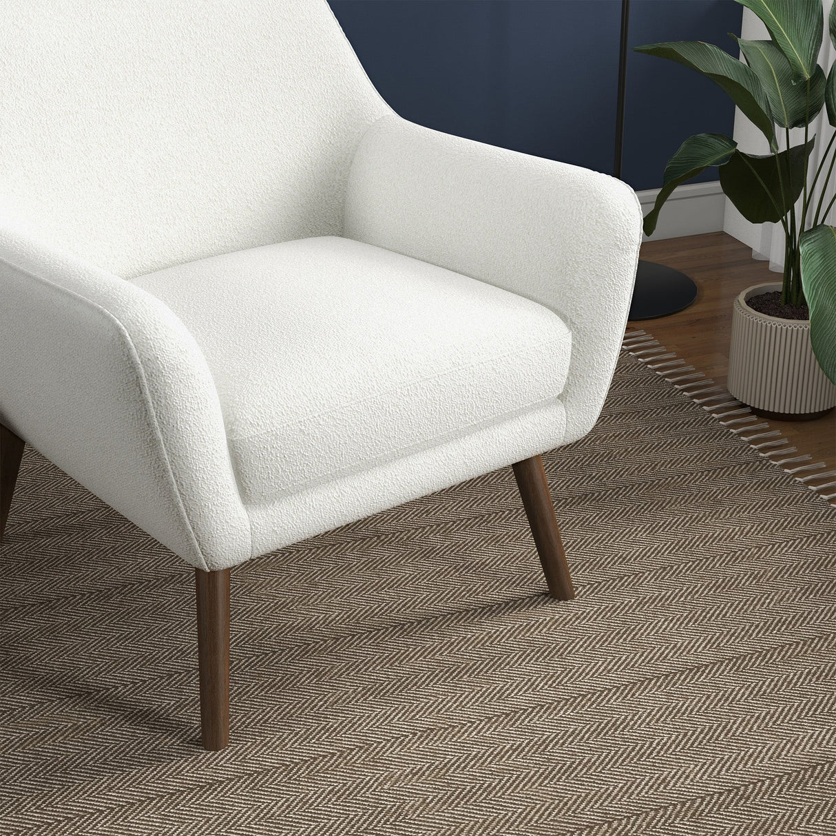 Panom White Boucle Lounge Chair by Ashcroft Furniture at Eve Furniture