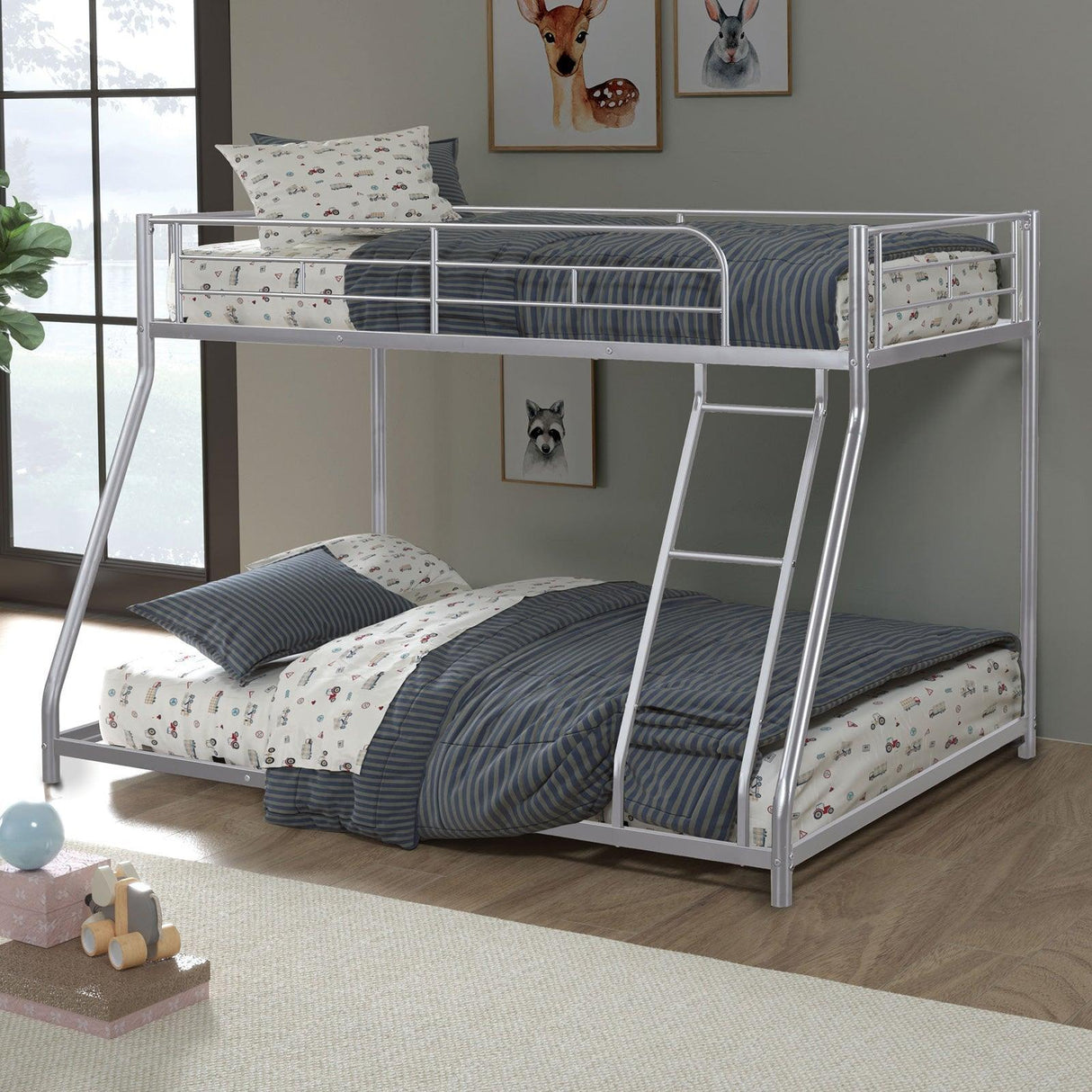 Panos Silver Twin/Full Metal Bunkbed by Furniture of America at Eve Furniture