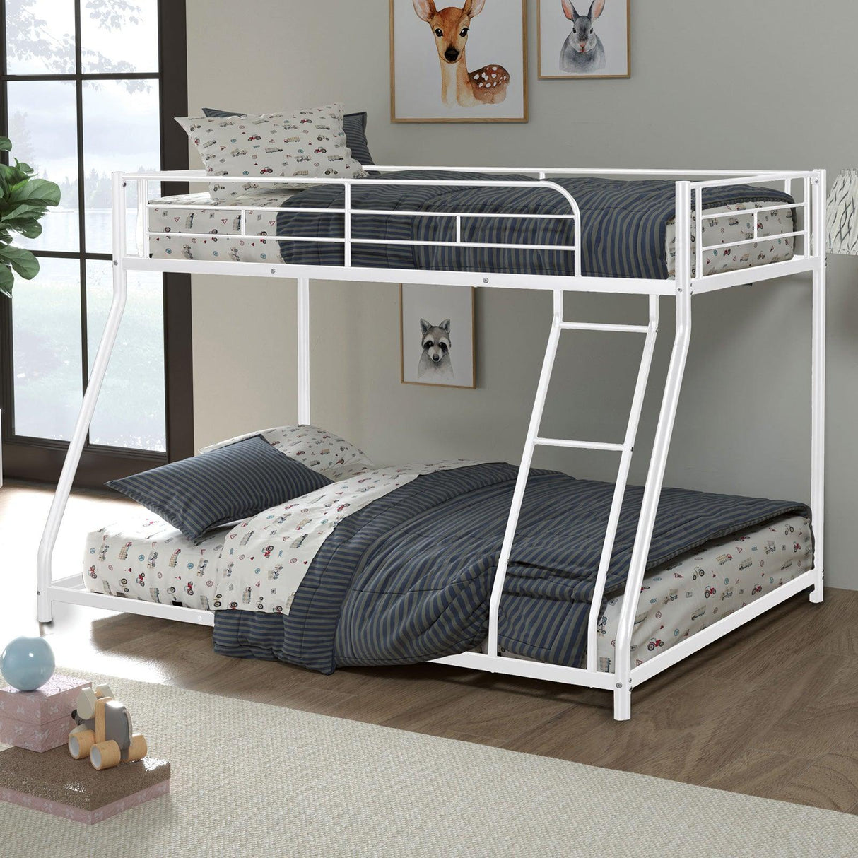 Panos White Twin/Full Metal Bunkbed by Furniture of America at Eve Furniture