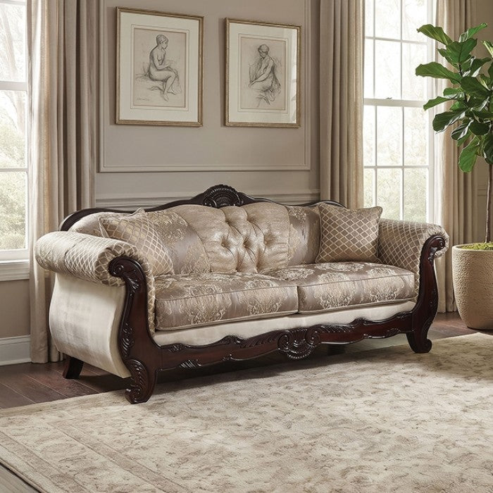 Paolini Light Brown/Dark Cherry 2-Piece Living Room Set by Furniture of America at Eve Furniture