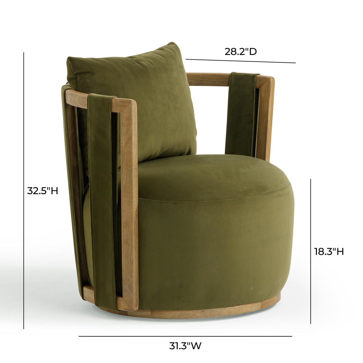 Paolo Green Upcycled Distressed Velvet Swivel Chair by TOV Furniture at Eve Furniture