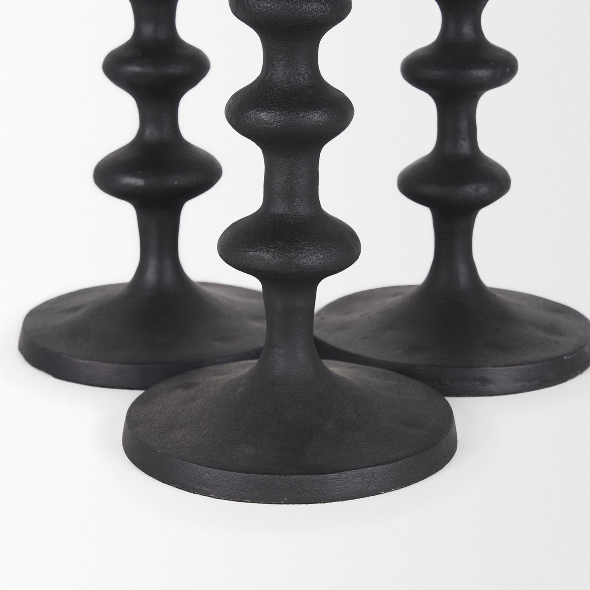 Paolo Matte Black Metal Candle Holder (Set of 3) by Mercana at Eve Furniture