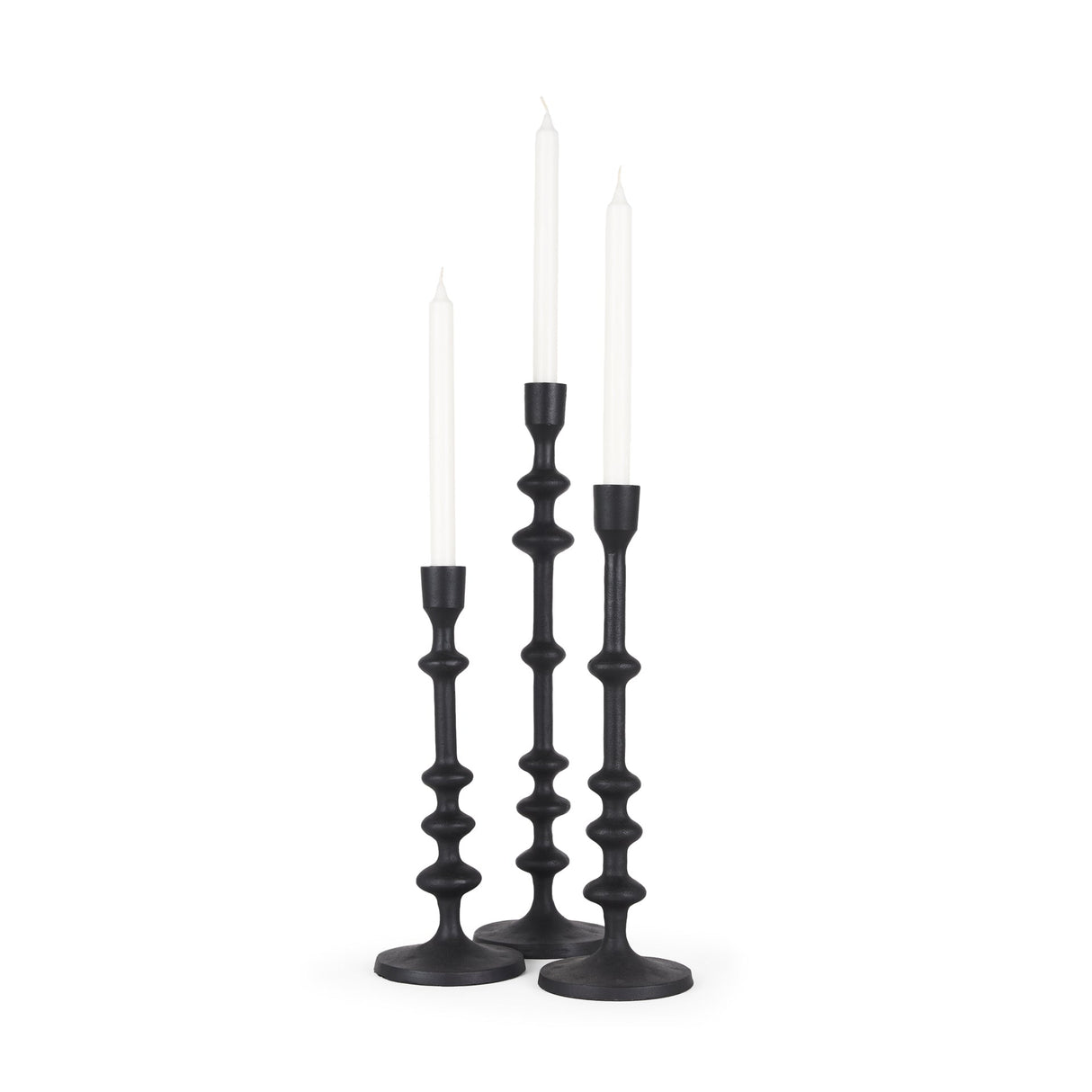 Paolo Matte Black Metal Candle Holder (Set of 3) by Mercana at Eve Furniture