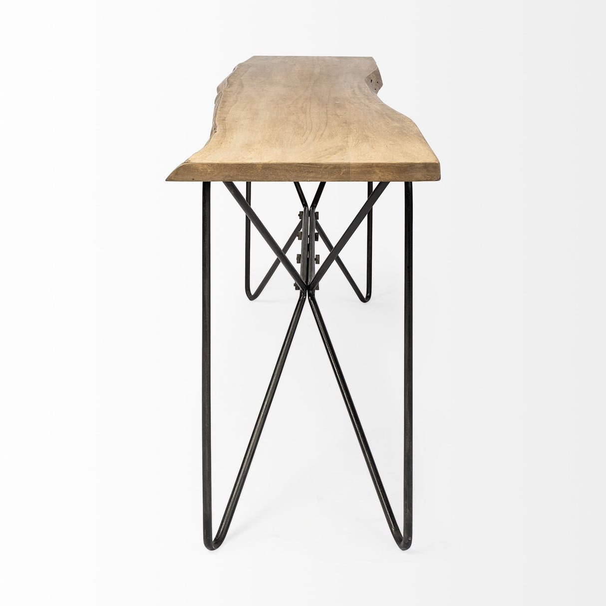 Papillion I 66L x 16W Blonde Wood and Iron Console Table by Mercana at Eve Furniture