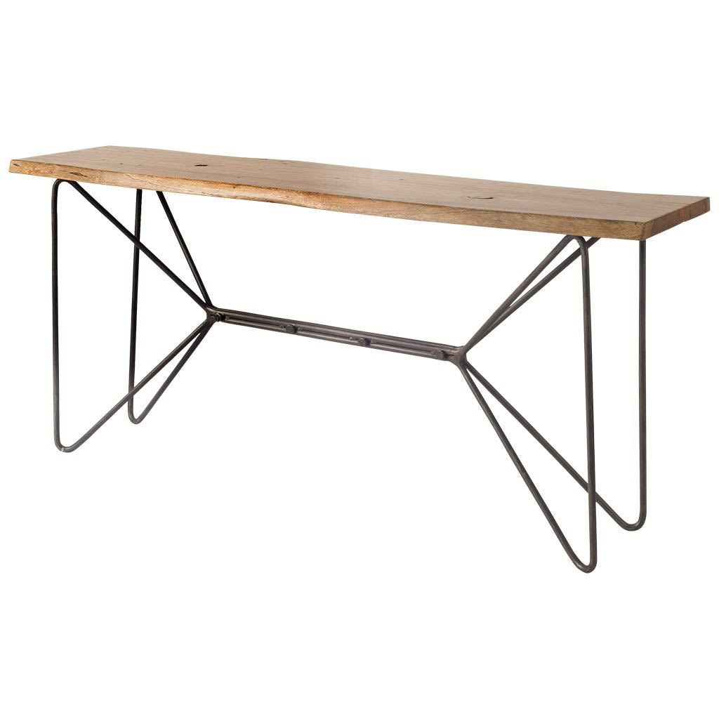 Papillion I 66L x 16W Natural Solid Wood and Iron Console Table by Mercana at Eve Furniture