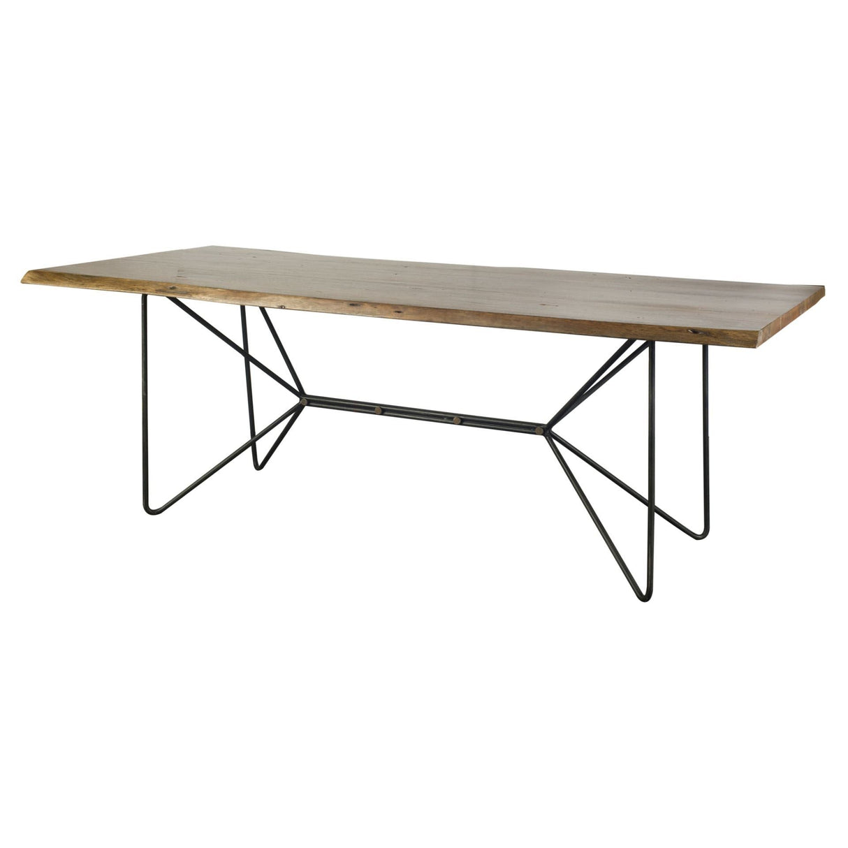 Papillion II Rectangular Natural Wood Top W/Black Iron Base Dining Table by Mercana at Eve Furniture