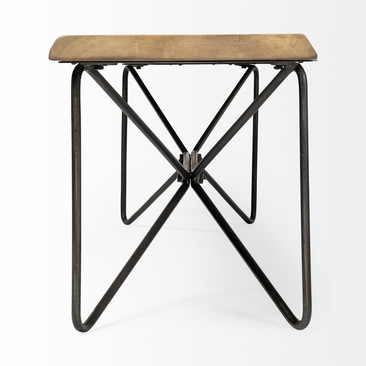 Papillion III Blonde Wood And Iron Dining Bench by Mercana at Eve Furniture