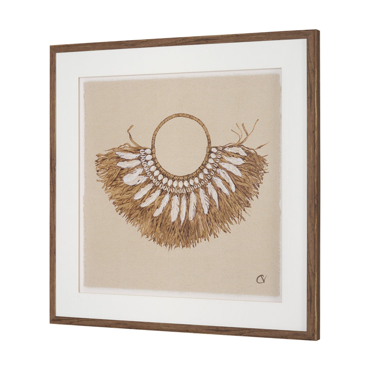 Papua Necklace II by Mercana Studio Hand-Embellished Textured Framed Artwork Matted under Glass by Mercana at Eve Furniture