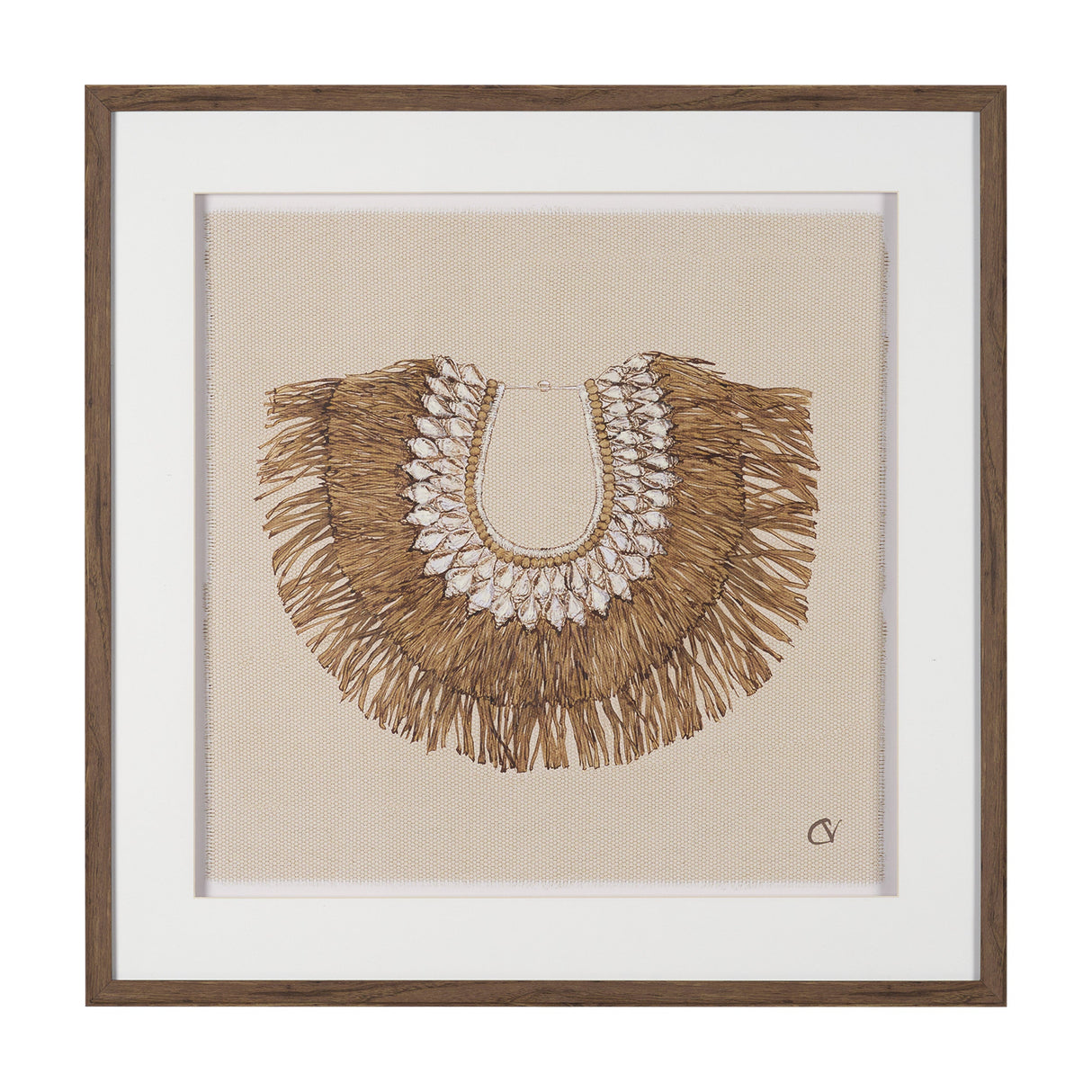 Papua Necklace III by Mercana Studio Hand-Embellished Textured Framed Artwork Matted under Glass by Mercana at Eve Furniture