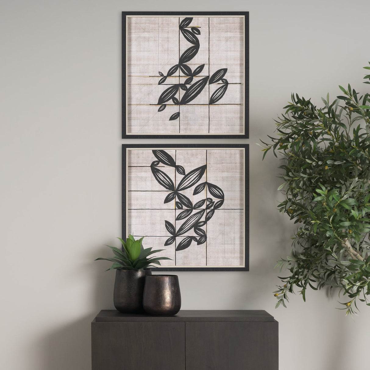 Papyrus Foliage II by Mercana Studio a Hand Embellished Textured Framed Art Print by Mercana at Eve Furniture