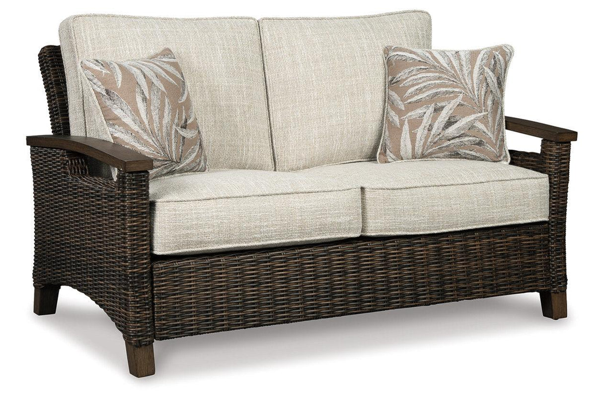 Paradise Trail Medium Brown Loveseat with Cushion by Ashley at Eve Furniture