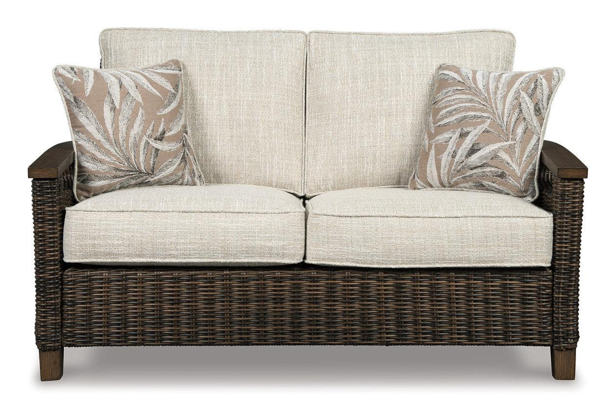 Paradise Trail Medium Brown Loveseat with Cushion by Ashley at Eve Furniture