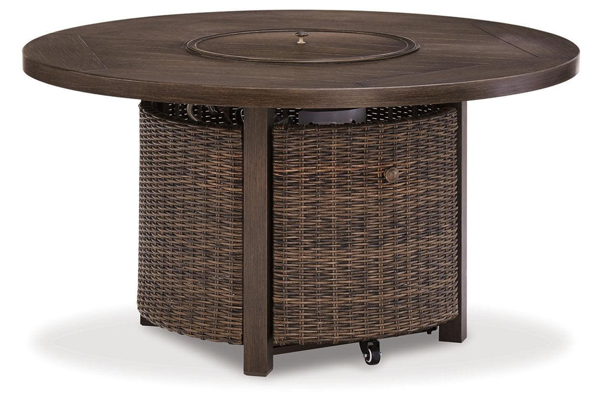 Paradise Trail Medium Brown Outdoor Fire Pit Table by Ashley at Eve Furniture