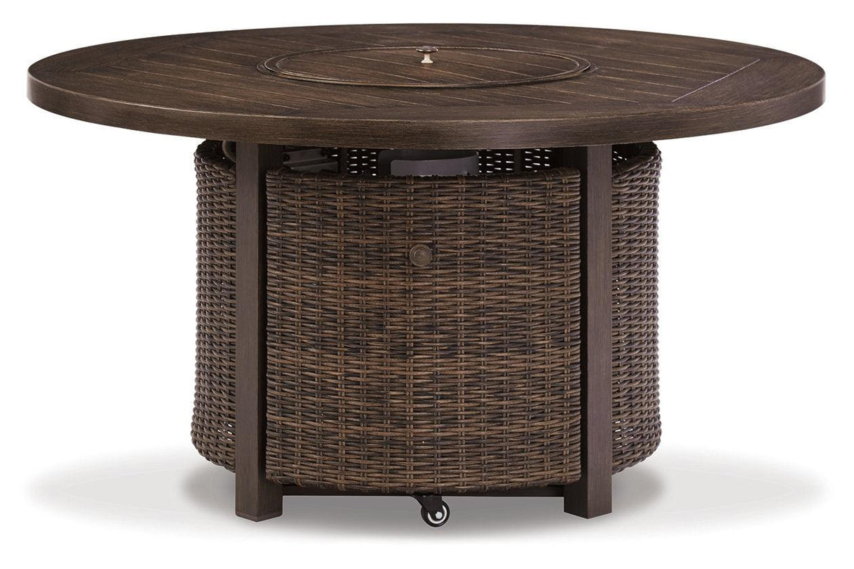 Paradise Trail Medium Brown Outdoor Fire Pit Table by Ashley at Eve Furniture