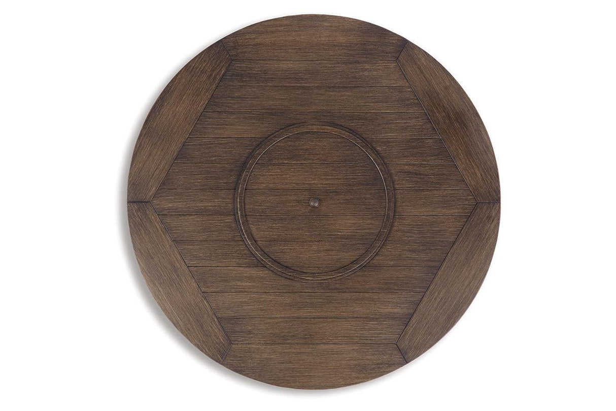 Paradise Trail Medium Brown Outdoor Fire Pit Table by Ashley at Eve Furniture