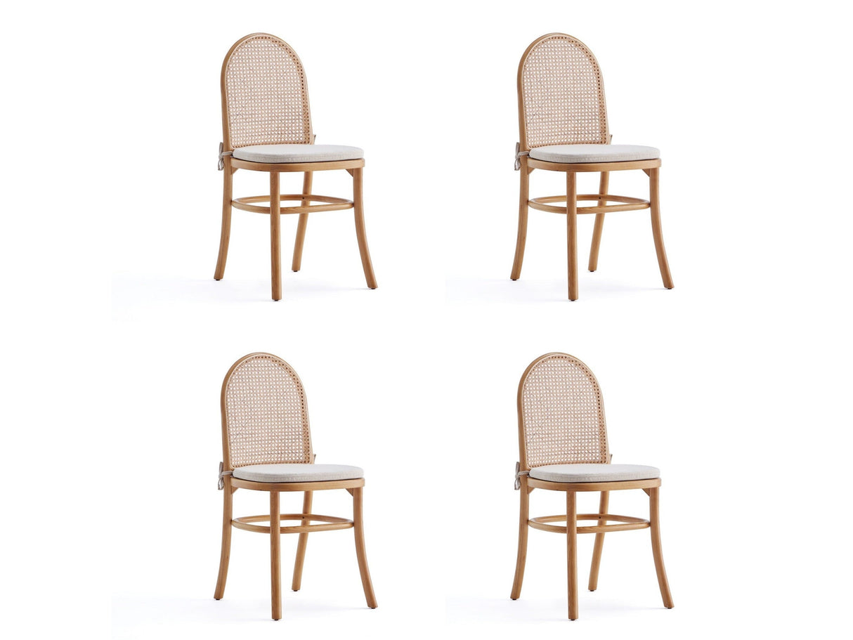 Paragon Dining Chair 1.0 with Cream Cushions in Nature and Cane (set of 4) by Manhattan Comfort at Eve Furniture