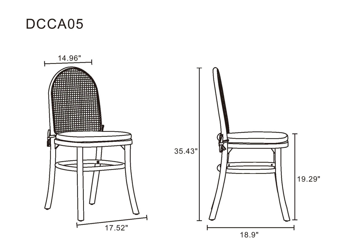 Paragon Dining Chair 1.0 with Grey Cushions in Black and Cane (set of 2) by Manhattan Comfort at Eve Furniture