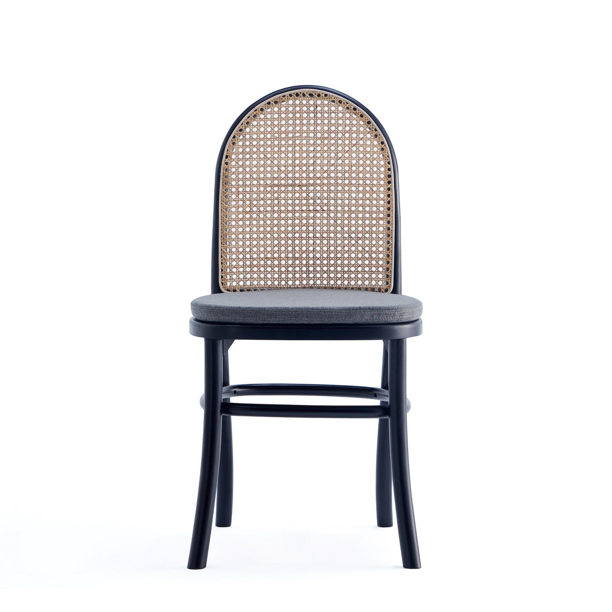 Paragon Dining Chair 1.0 with Grey Cushions in Black and Cane (set of 2) by Manhattan Comfort at Eve Furniture