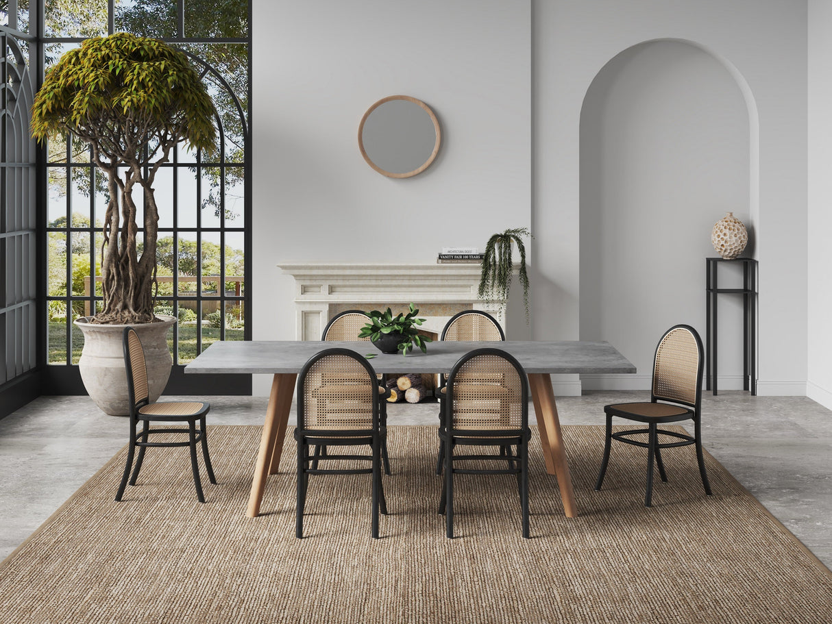 Paragon Dining Chair 2.0 in Black and Cane (set of 4) by Manhattan Comfort at Eve Furniture