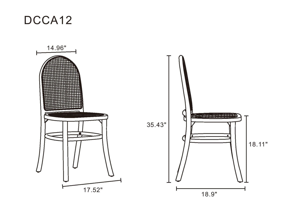 Paragon Dining Chair 2.0 in Nature and Cane (set of 2) by Manhattan Comfort at Eve Furniture